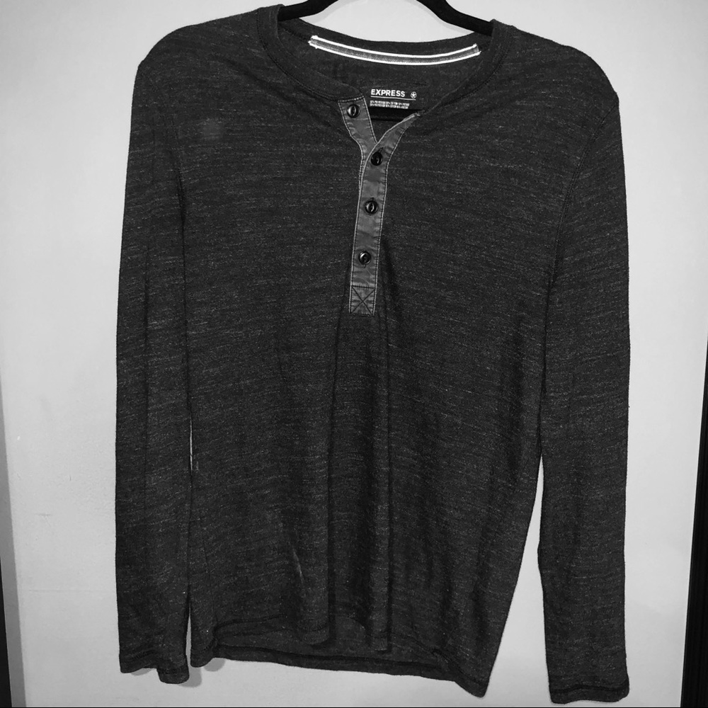 Express Black textured Henley